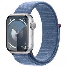 Apple Watch Series 9 Aluminum 41mm GPS Silver W / Storm Blue Loop B