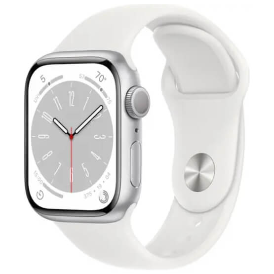 Apple Watch Series 9 Aluminum 45mm GPS Silver W / White Sport B